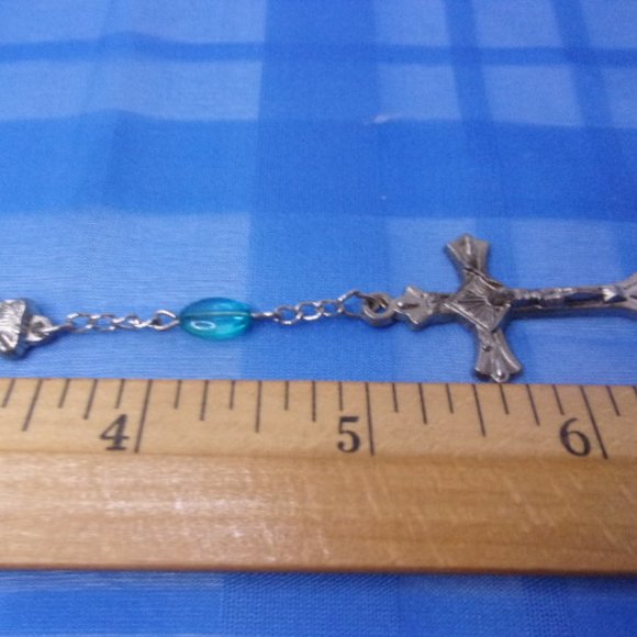 Blue Bead Silver Tone Chaplet Prayer Beads - Picture 6 of 6